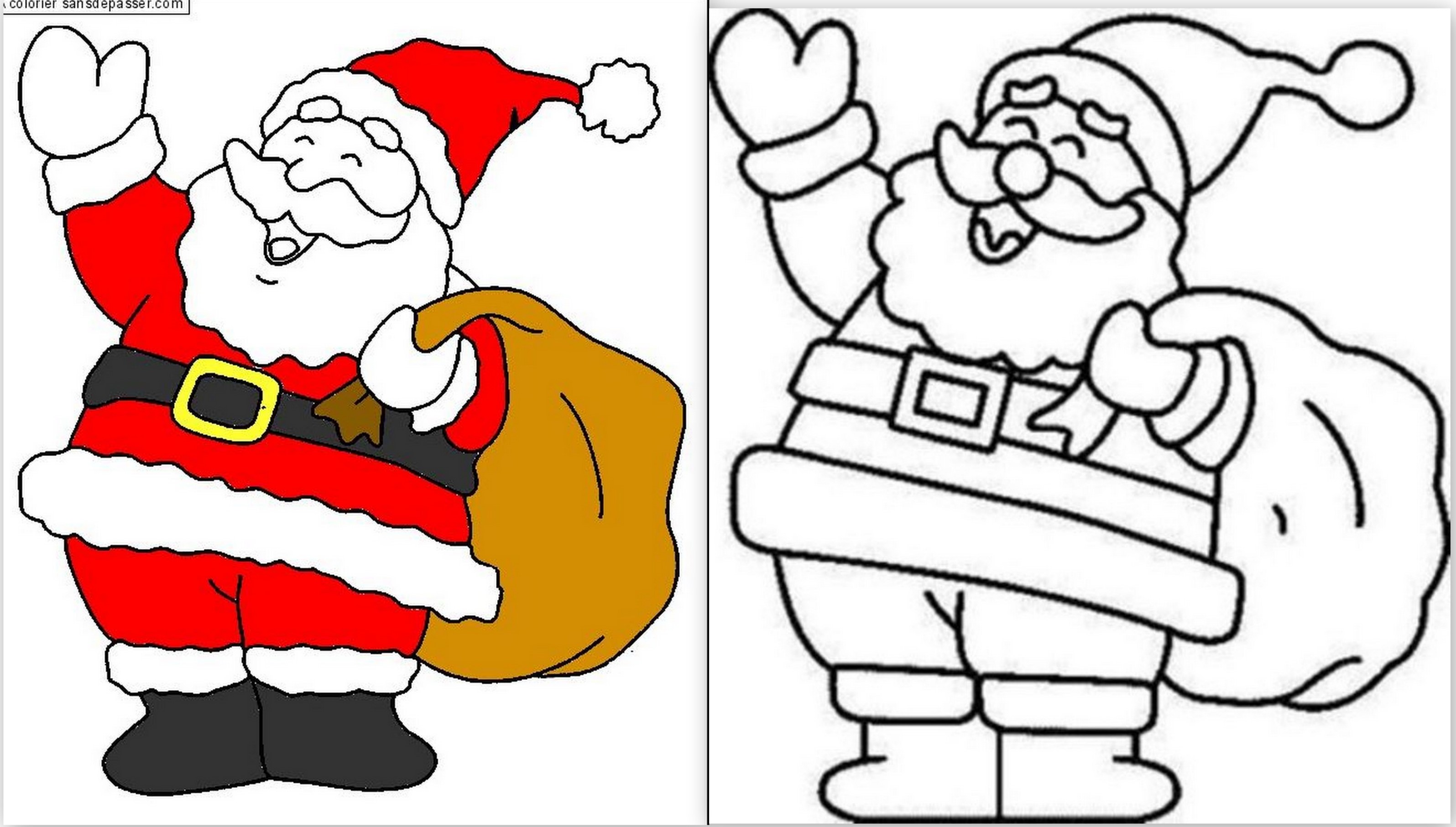 Modèles de Père Noël à dessiner, colorier ou découper